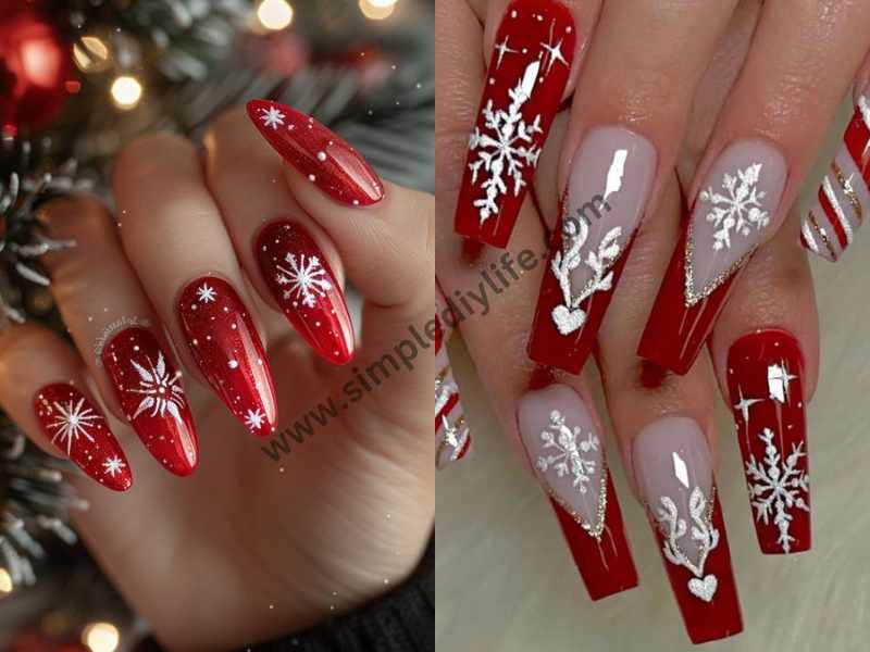 Classic Red with Glitter for Christmas nails designs