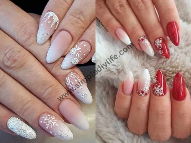 Festive French Tips for Christmas nails designs