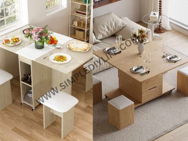 Foldable Tables and Chairs in tiny room ideas