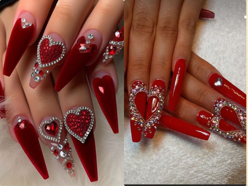 Gem-Encrusted Nails for Valentine's nails designs