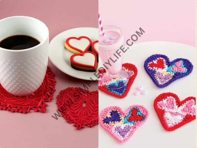 Heart-Shaped Coasters in easy Valentine's day crafts