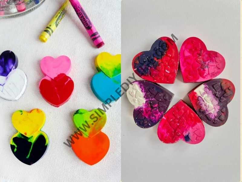 Heart-Shaped Crayons in easy Valentine's day crafts