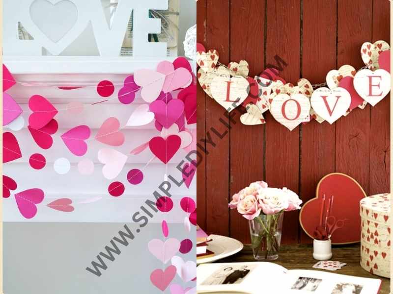 Heart-Shaped Paper Garlands in easy Valentine's day crafts