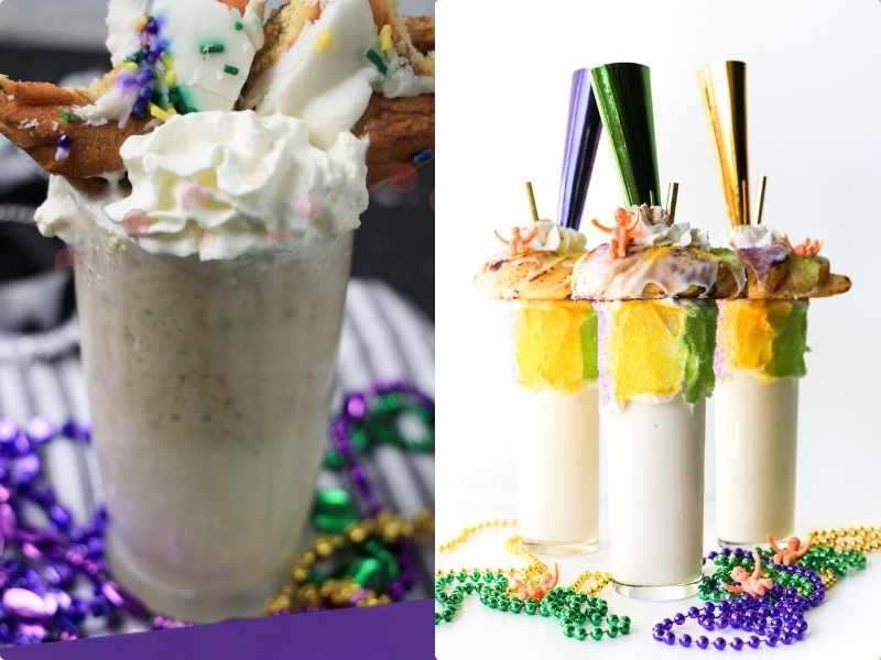 King Cake Milkshakes in Mardi Gras Party ideas