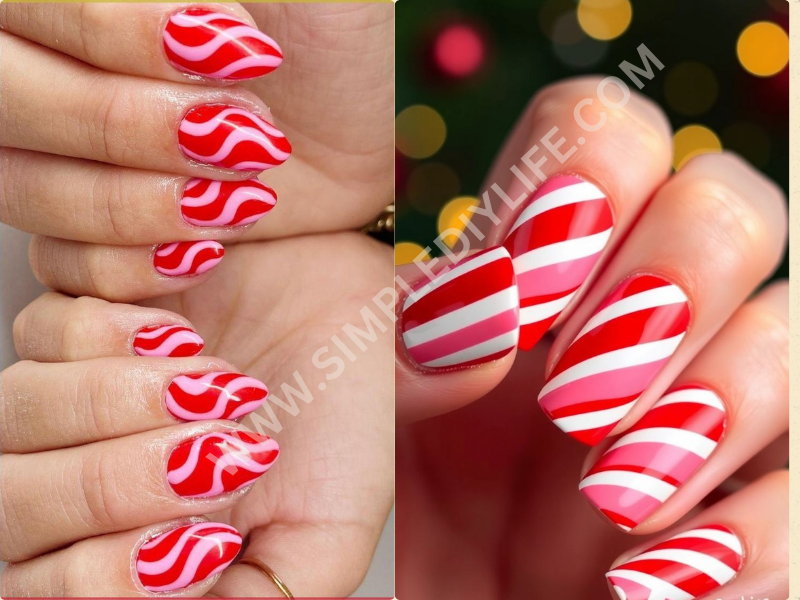 17. Love Stripes for Valentine's nails designs