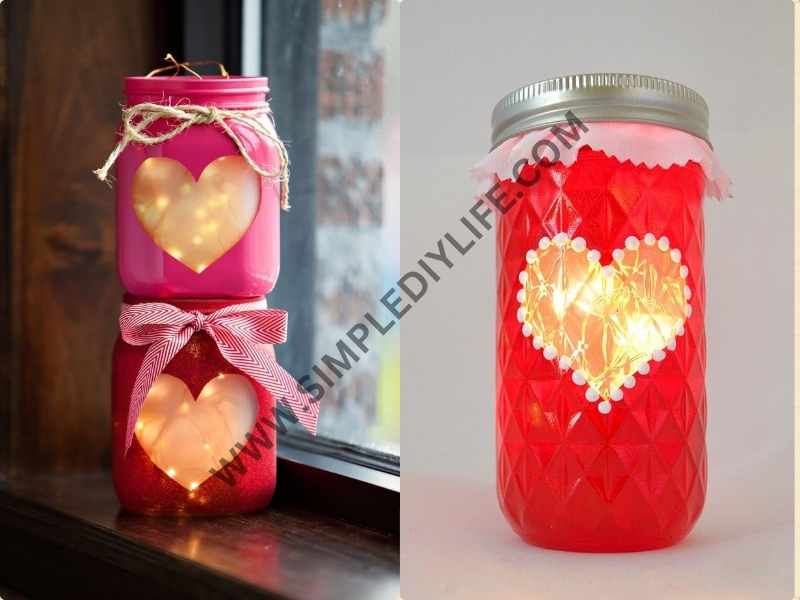 Mason Jar Love Lanterns in easy Valentine's day crafts