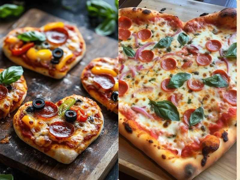 Mini Heart-Shaped Pizzas as Valentine's party food