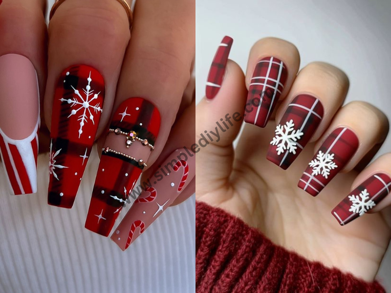 Plaid Nails for Christmas nails designs