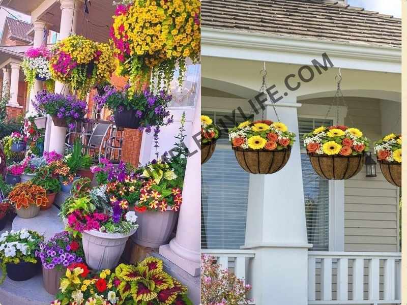 Planters and Hanging Baskets in ways to incorporate color scheme into your outdoor decor.