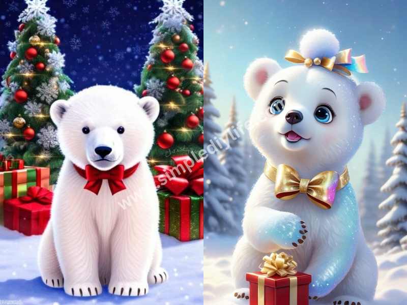 Polar Bear and Gifts for aesthetic Christmas wallpaper