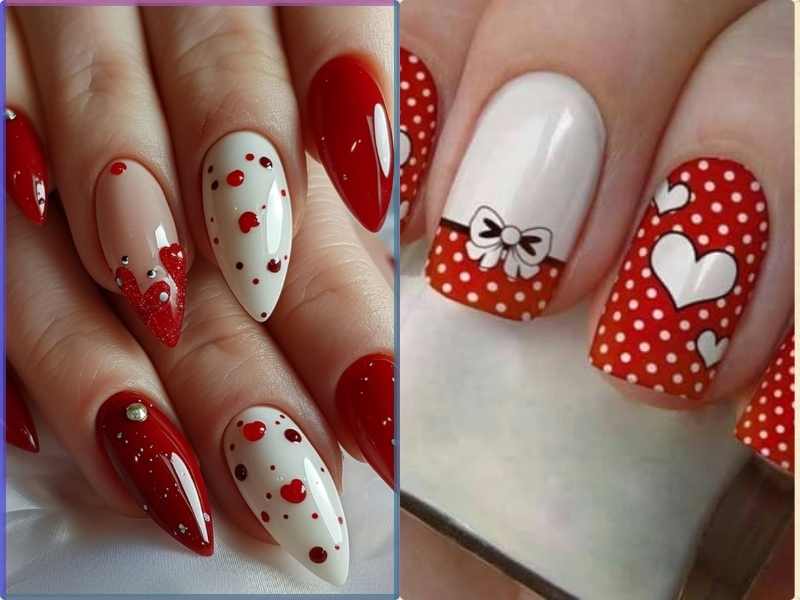 Polka Dot Love for Valentine's nails designs