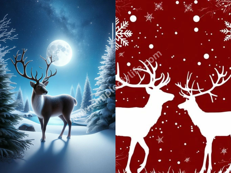 Reindeer Silhouette in Snow for aesthetic Christmas wallpaper