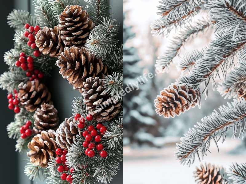 Rustic Pinecone and Garland for aesthetic Christmas wallpaper