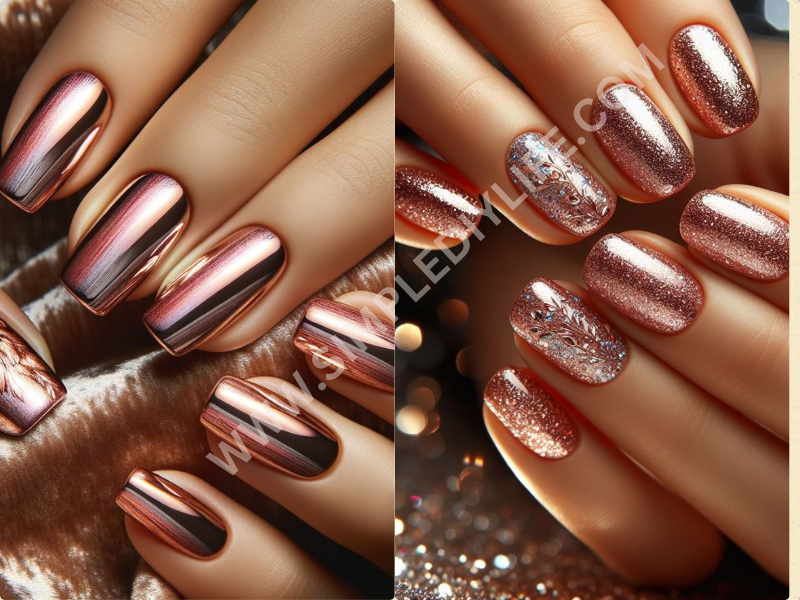 Shimmering Rose Gold for Valentine's nails designs