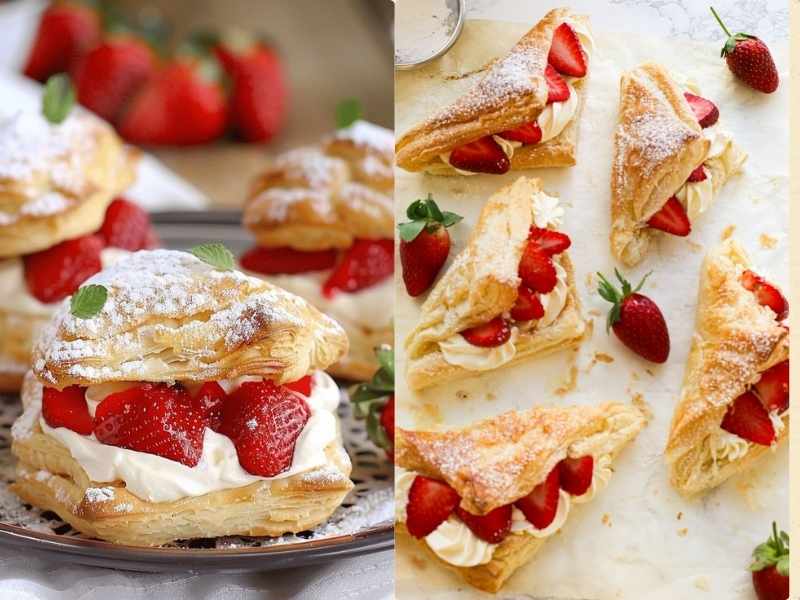 Strawberry and Cream Puff Pastries as Valentine's party food