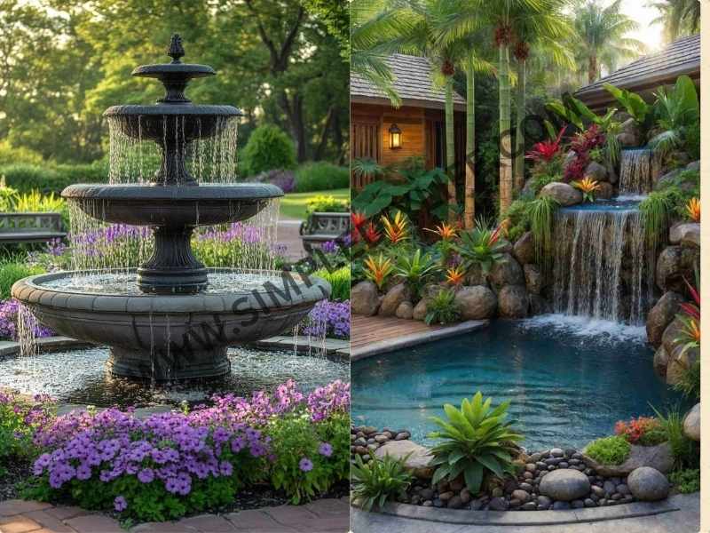 Water Features in ways to incorporate color scheme into your outdoor decor.