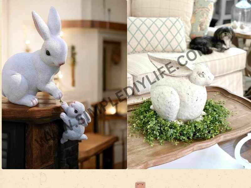 Bunny Statues as Easter home decor