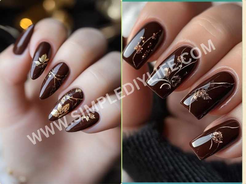 Chocolate Brown in beautiful winter nails color