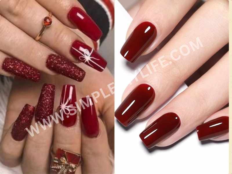 Cranberry Red in beautiful winter nails color