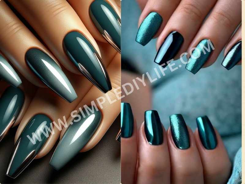 Dark Teal in beautiful winter nails color