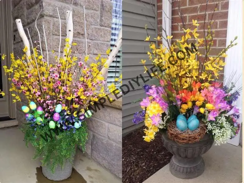 Easter Egg Planters in Easter flower arrangement