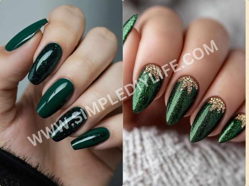 Emerald Green in beautiful winter nails color