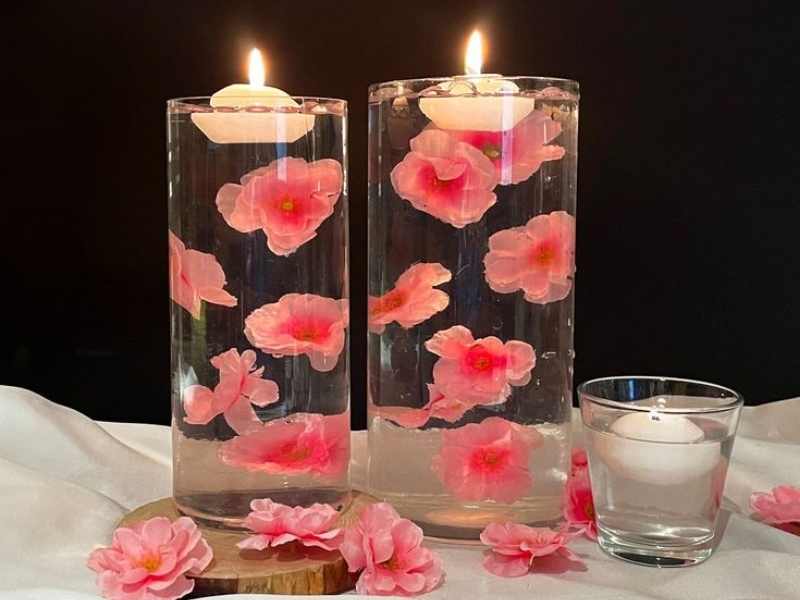 Floating Flower and Candle Display in Easter flower arrangement