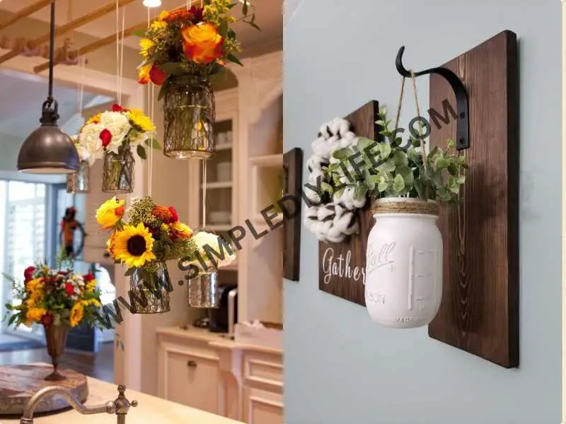 Hanging Mason Jar Bouquets in Easter flower arrangement