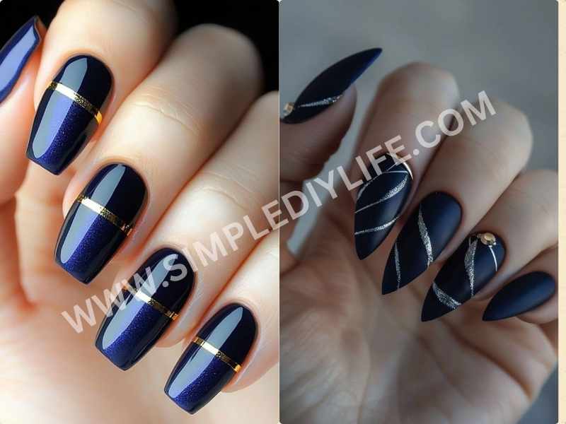 Navy Blue in beautiful winter nails color