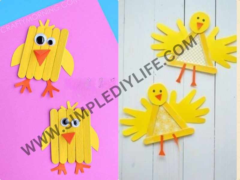 Popsicle Stick Chicks in Easter crafts preschool