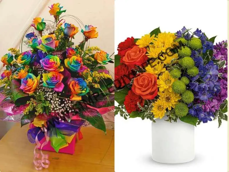 Rainbow Floral Centerpiece in Easter flower arrangement