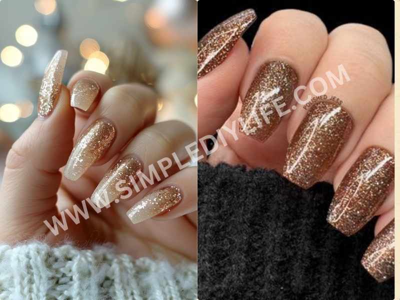 Shimmering Champagne in beautiful winter nails color