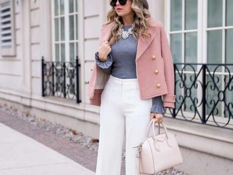 Blazer and Wide-Leg Pants as winter outfit ideas for women