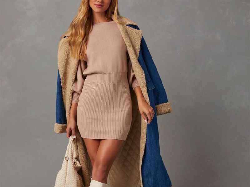 Chic Sweater Dress with Knee-High Boots