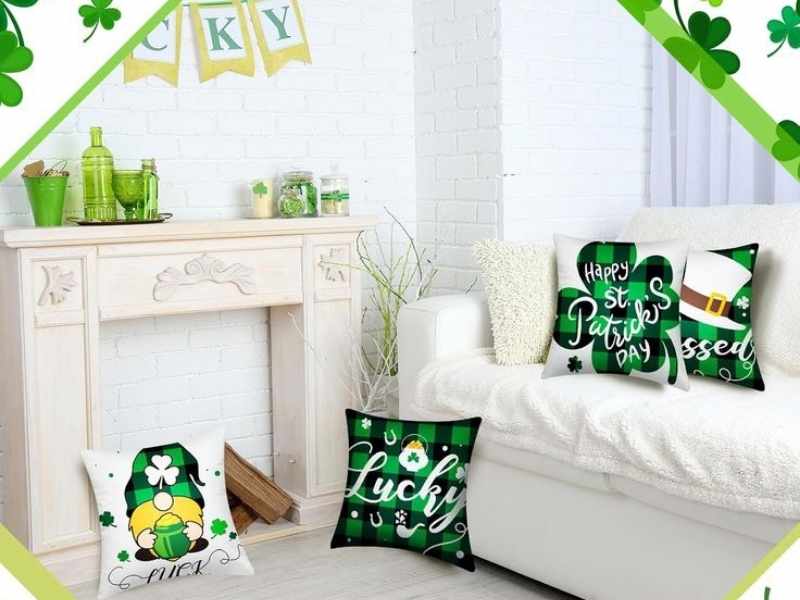 Festive Pillow Covers as St Patrick's Day decorations ideas