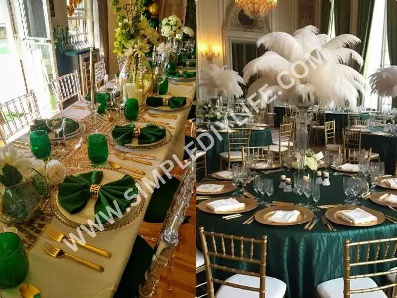 Green and Gold Table Settings in St Patrick's Day party ideas