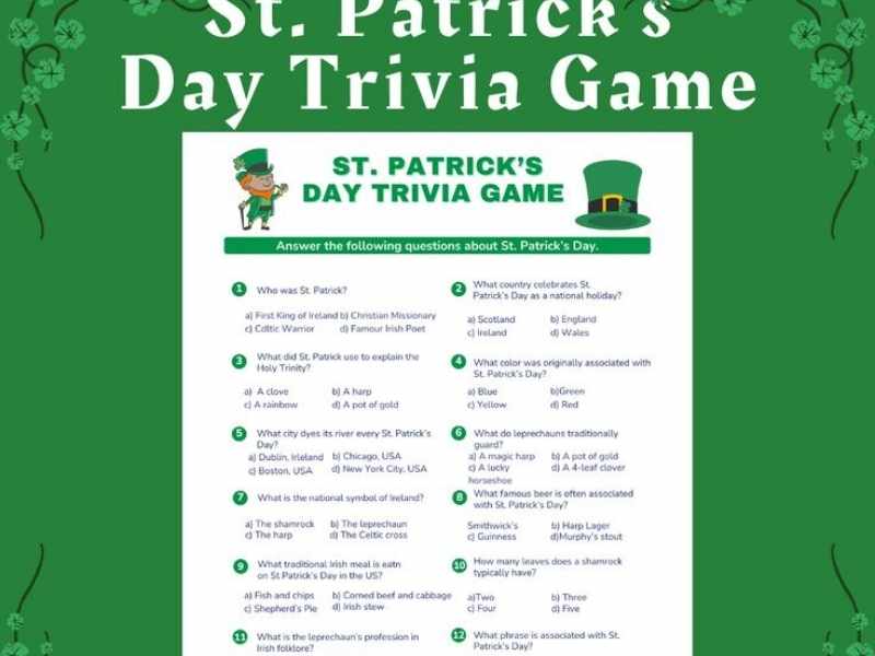 Irish Trivia Game in St Patrick's Day party ideas