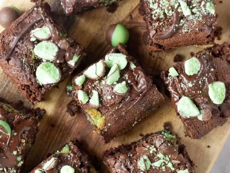 Mint Chocolate Brownies as easy St Patrick's Day recipes