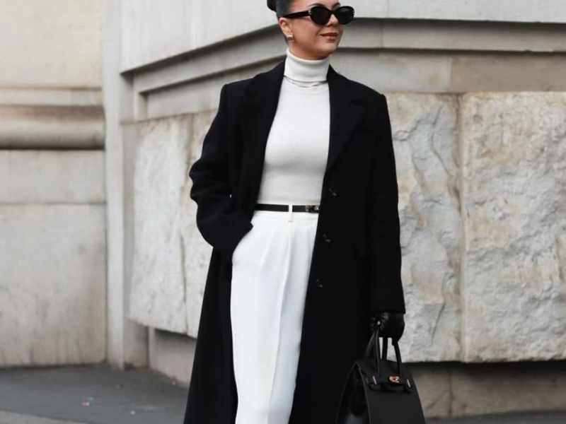 Monochrome Outfit with a Longline Coat as winter outfit ideas for women