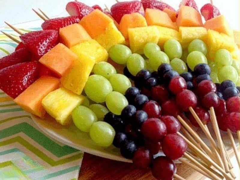 Rainbow Fruit Skewers as easy St Patrick's Day recipes