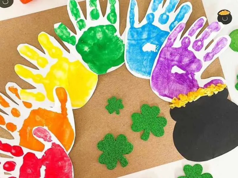 St. Patrick’s Day Handprint Art as St Patrick's Day crafts