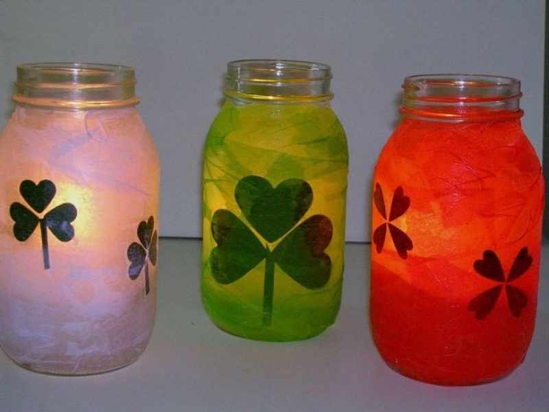 St. Patrick’s Day Mason Jar Lanterns