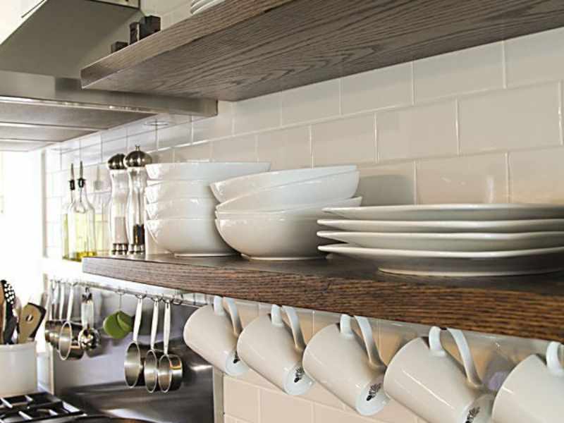 Mugs Under kitchen Shelves