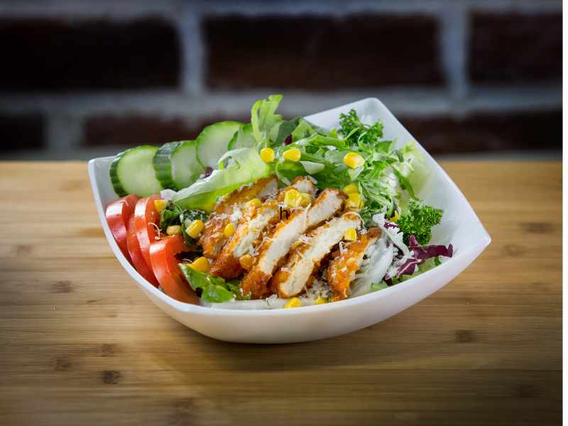 grilled chicken, salmon, tofu, shrimp