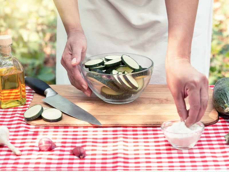  zucchini sliced with salt